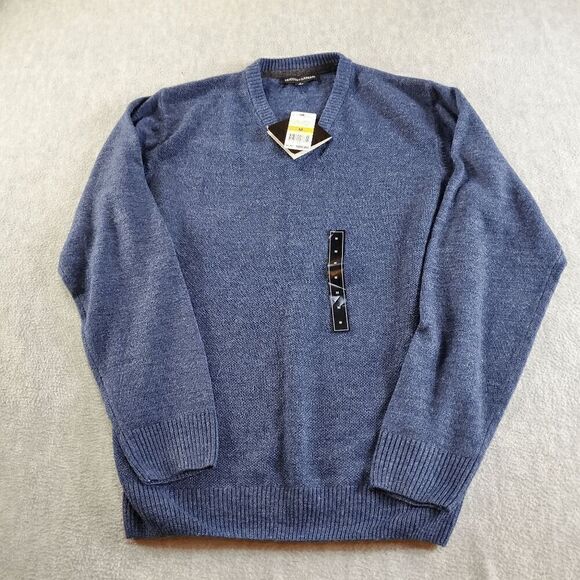 Tricots St. Raphael Sweater Mens Medium Blue Knit Long Sleeve V Neck Pullover - Picture 1 of 10